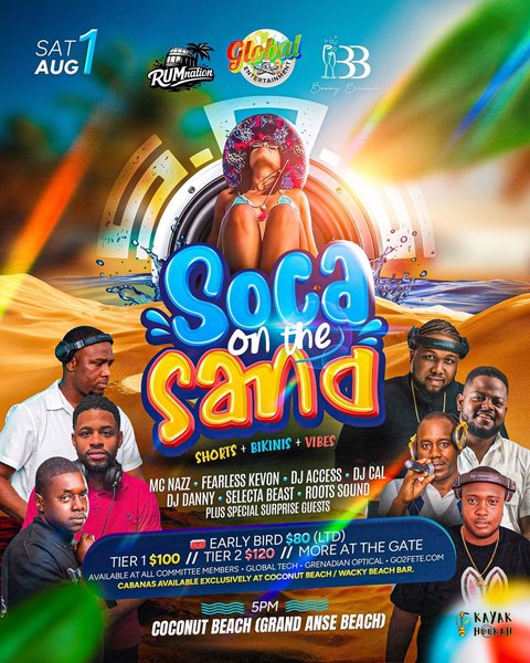 Event poster for Soca on the Sand