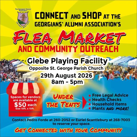 Event poster for Georgians Alumni Association Flea Market and Community Outreach