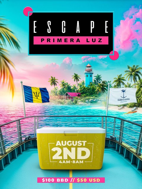 Event poster for SCUM's WHITE BEACH Boat Party