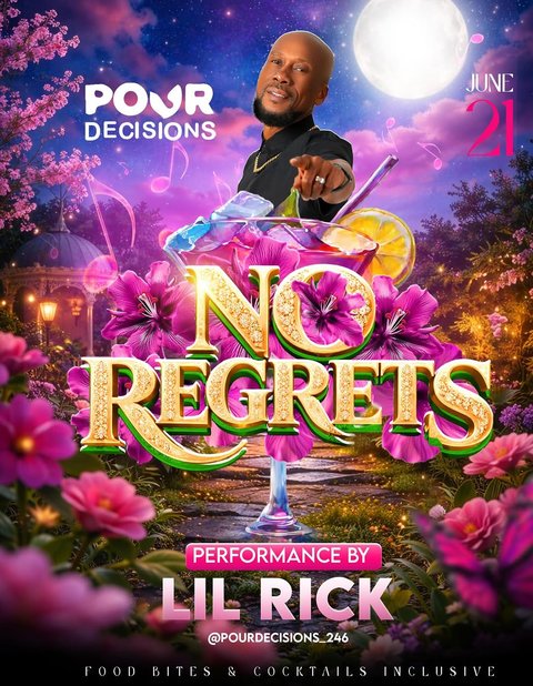 Event poster for Pour Decisions: No Regrets