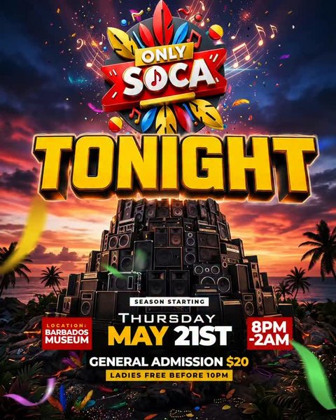 Event poster for ONLY SOCA