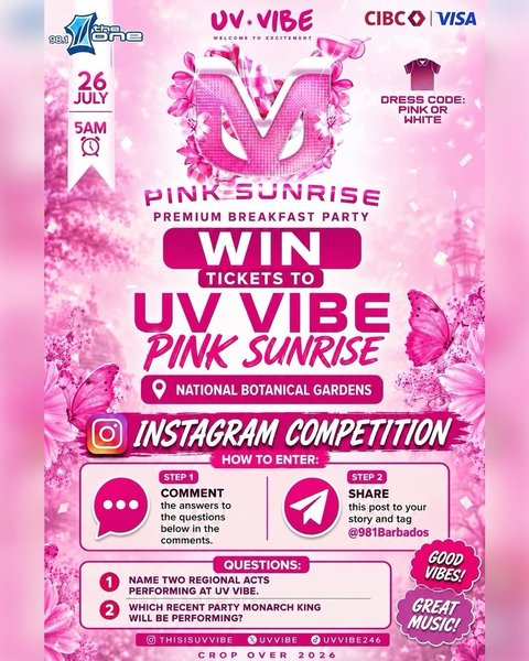 Event poster for UV Pink Sunrise Premium Breakfast Party