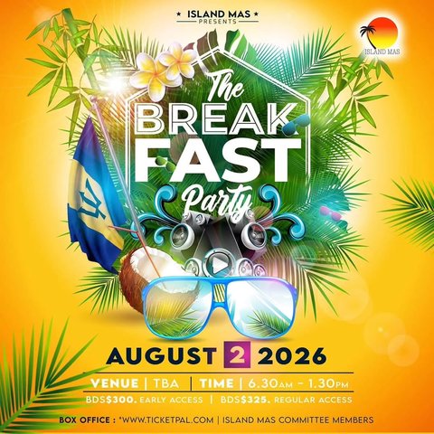 Event poster for Island Mas Sunday: The Break Fast Party