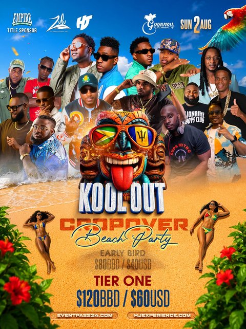 Event poster for KOOL OUT: Crop Over Beach Party