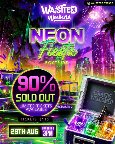 Event poster for Neon Fiesta Boatride