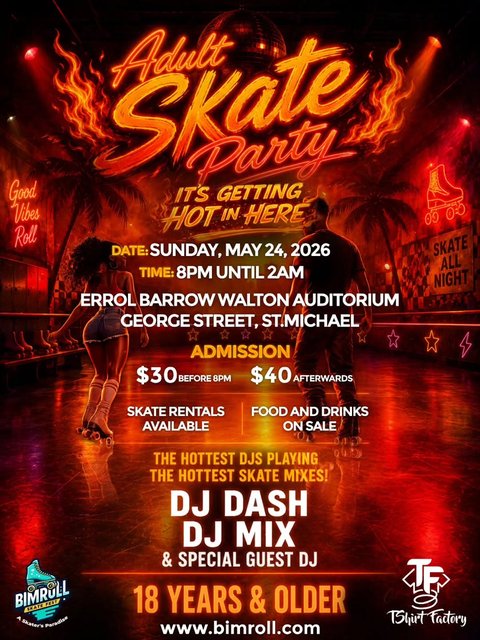 Event poster for Adult Skate Party