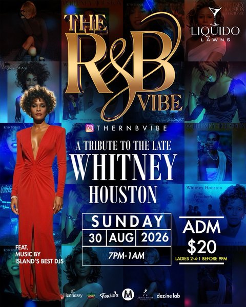 Event poster for The R&B Vibe: A Tribute to the Late Whitney Houston