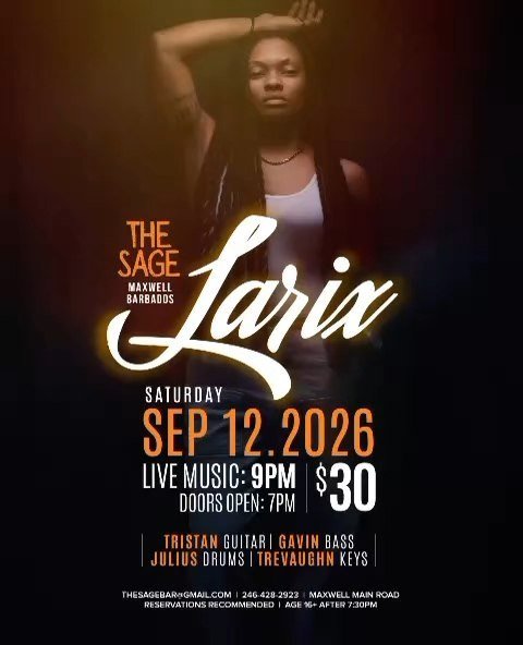 Event poster for LARIX Live Music