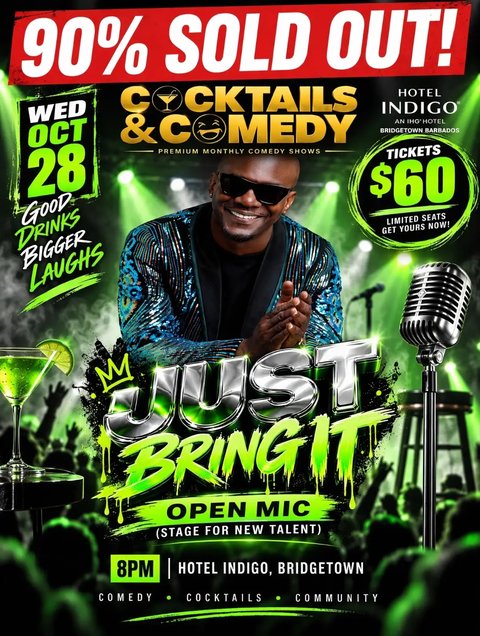Event poster for Cocktails and Comedy: Just Bring It Open Mic
