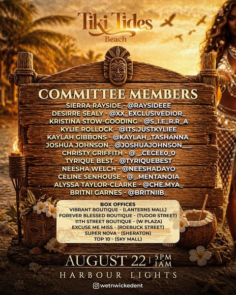 Event poster for Tiki Tides Beach