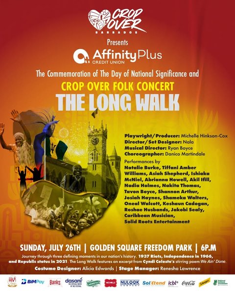 Event poster for The Long Walk (Crop Over Folk Concert)