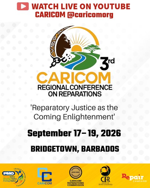 Event poster for CARICOM Regional Conference on Reparations