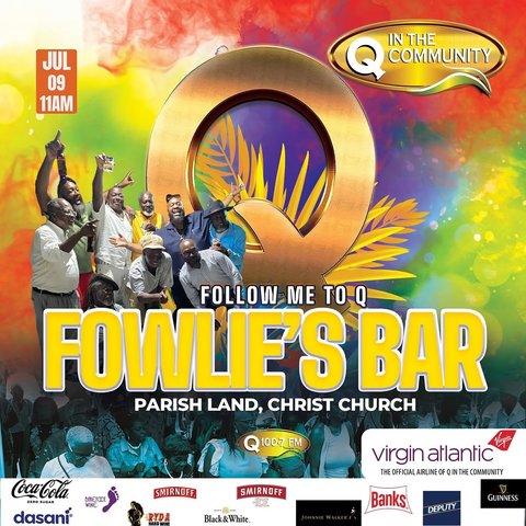 Event poster for Qday at Fowlie's Bar