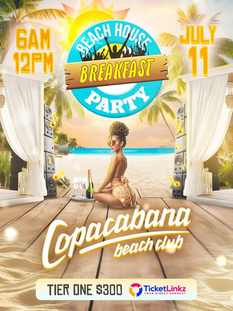 Event poster for Beach House Breakfast Party