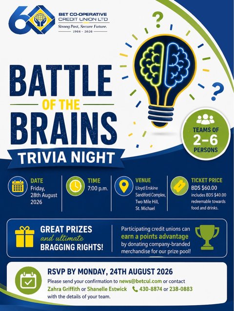 Event poster for Battle of the Brains Trivia Night