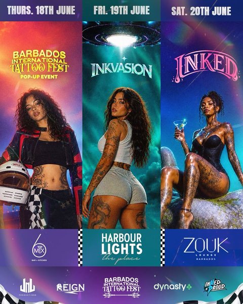Event poster for Barbados International Tattoo Fest Pop-Up Weekend