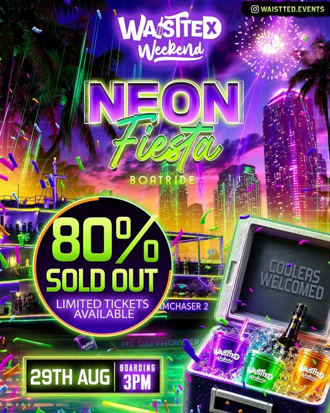 Event poster for Neon Fiesta Boatride